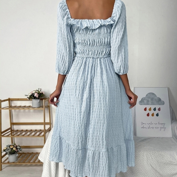 Front Ruffle Trim Flounce Hem Dress - Picture 3 of 5